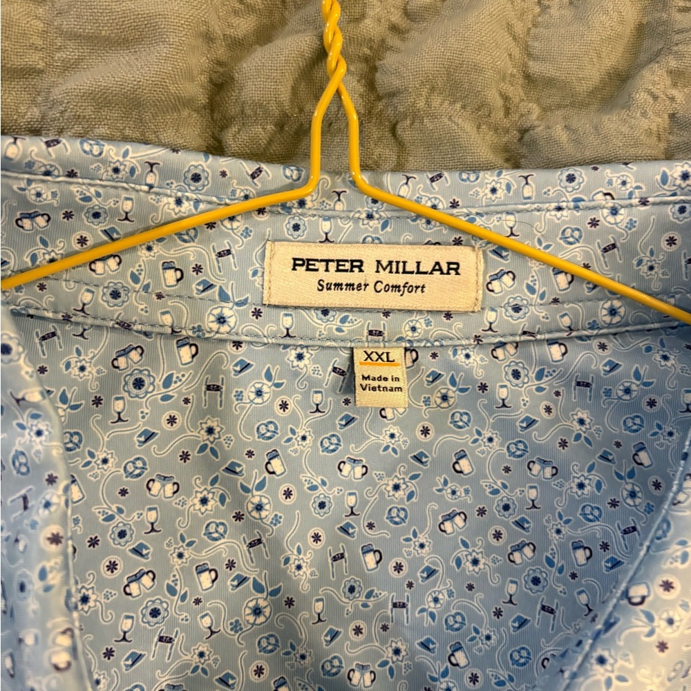 Peter Millar Light Blue Micro Floral Button-Down Shirt - Picture 2 of 2